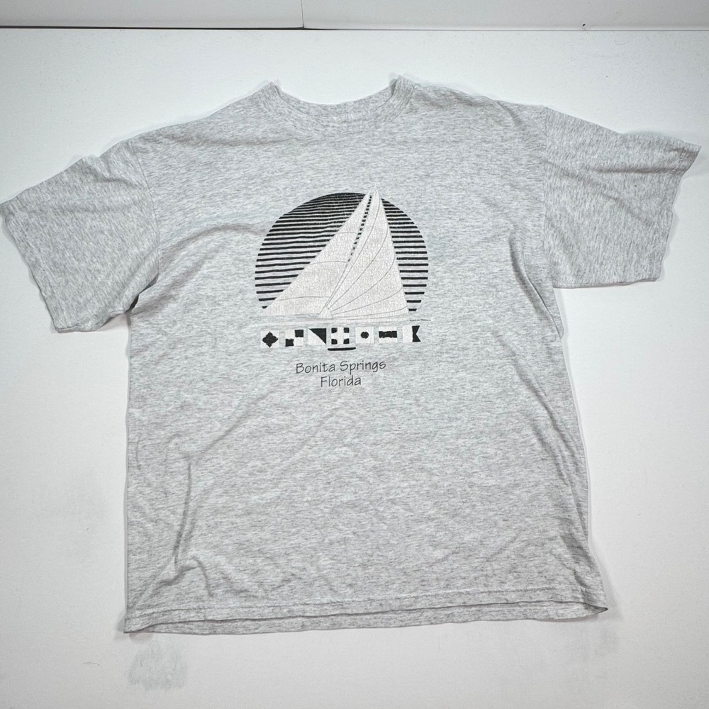 Vintage Lexington Bonita Springs Florida Sailboat T-Shirt Grey XL Nautical Tee